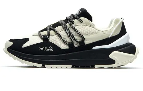 FILA Fusion Corsa Fabric Low top Chunky Sneakers Women's Beige White Black Multicolor
