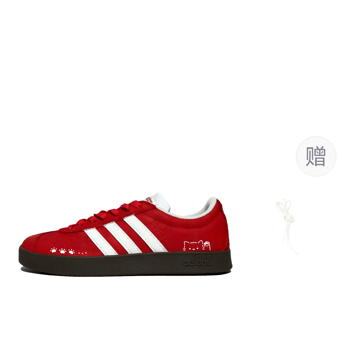 Adidas VL COURT 2.0 Smoky Red Cat Paw Abrasion Resistant Abrasion Resistant Low top Skateboard Shoes Women's Scarlet