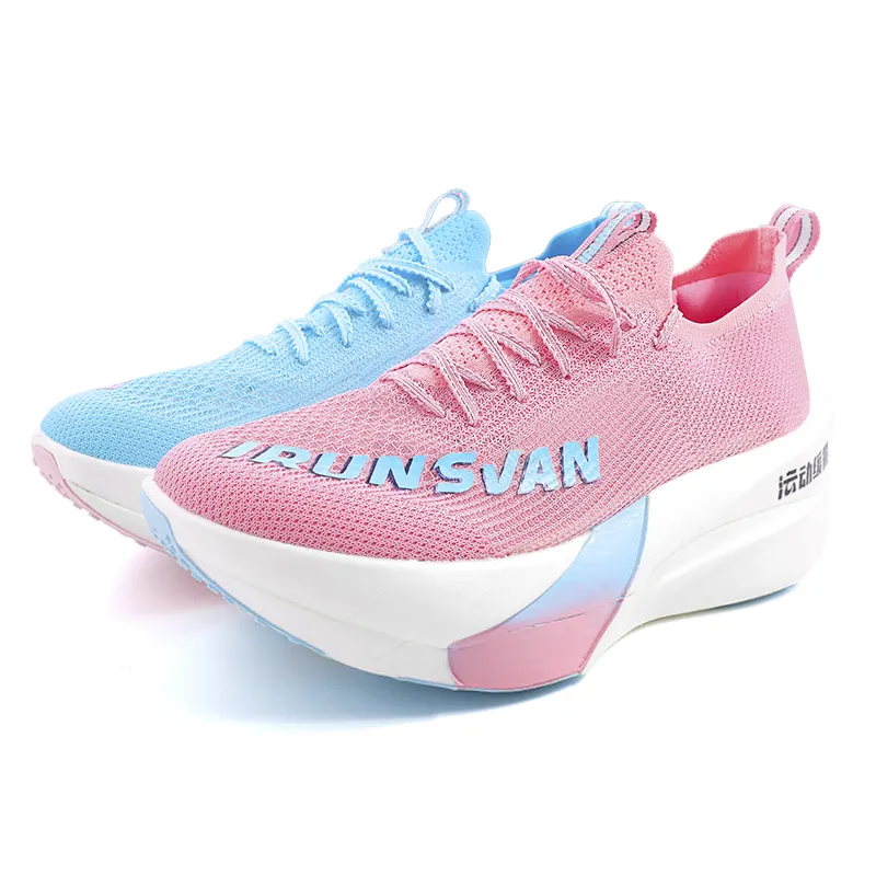 Airrunner IRUNSVAN SUC, full-length nylon plate, professional marathon racing, supercritical Airflow capsule, track and field physical examination training, cushioning and high propulsion, low-top running shoes, same style for men and women, mandarin duck color matching - Bordeaux red and blue