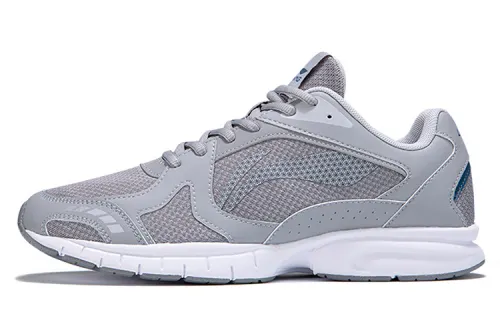 Li Ning Cushioning Slip Resistant Abrasion Resistant Breathable Lightweight Low top Running Shoes Unisex Snow Gray