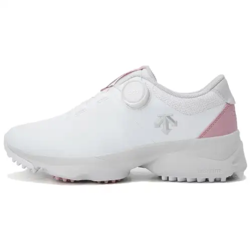 DESCENTE Slip Resistant Abrasion Resistant Cushioning Low top Golf Shoes Women's White Pink