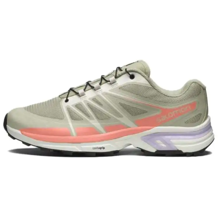 SALOMON XT Wings 2 Comfortable Cushioning Slip Resistant Low top Outdoor Shoes Unisex Green Pink