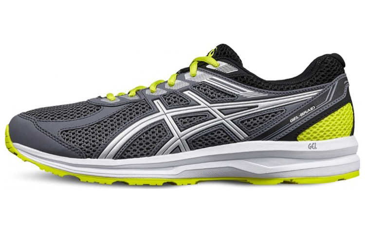 ASICS Gel Braid Running Shoes Men's Low Top Gray Silver/Neon Yellow
