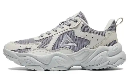 PEAK Cushioning Slip Resistant Abrasion Resistant Low top Chunky Sneakers Men's Light Gray, Medium Gray