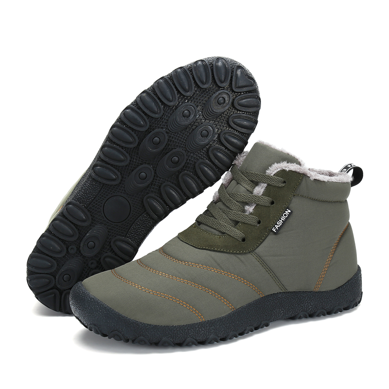 Leyang Comfortable Fleece Lined Mid top Outdoor Shoes Unisex Khaki
