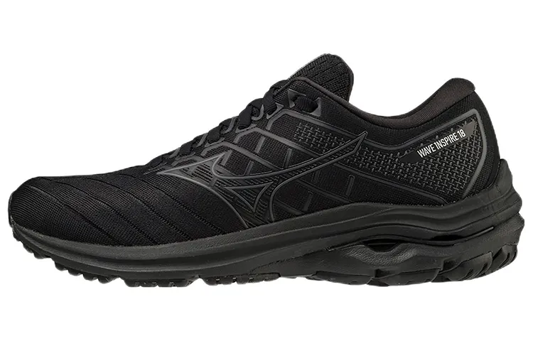 Mizuno Wave Inspire 18 Abrasion Resistant Breathable Low top Running Shoes Women's Black