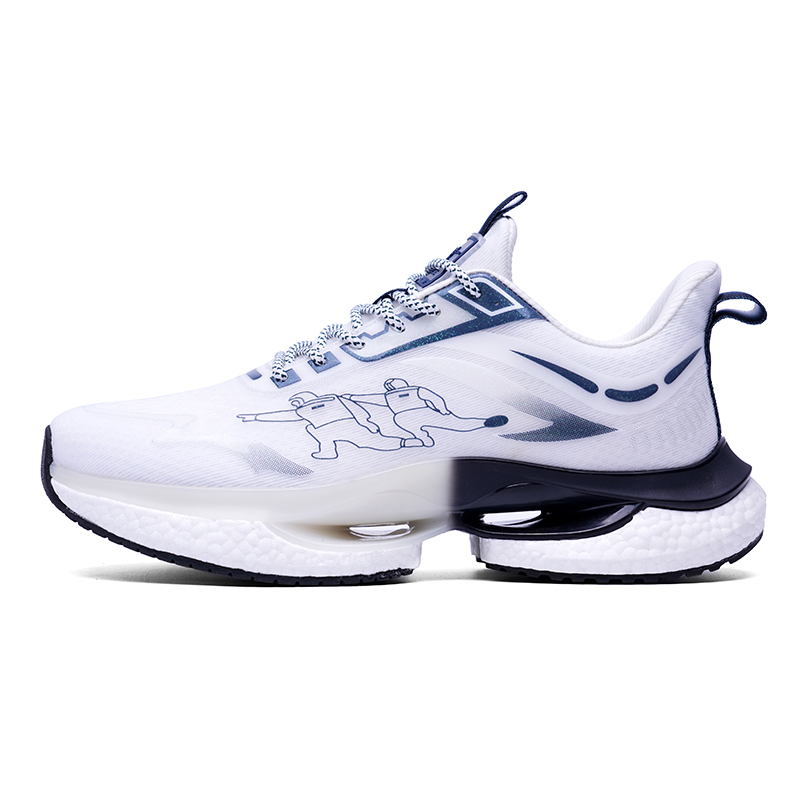 PAIKEJINGPAO Microfiber Leather Cushioning Slip Resistant Abrasion Resistant Low top Running Shoes Unisex White