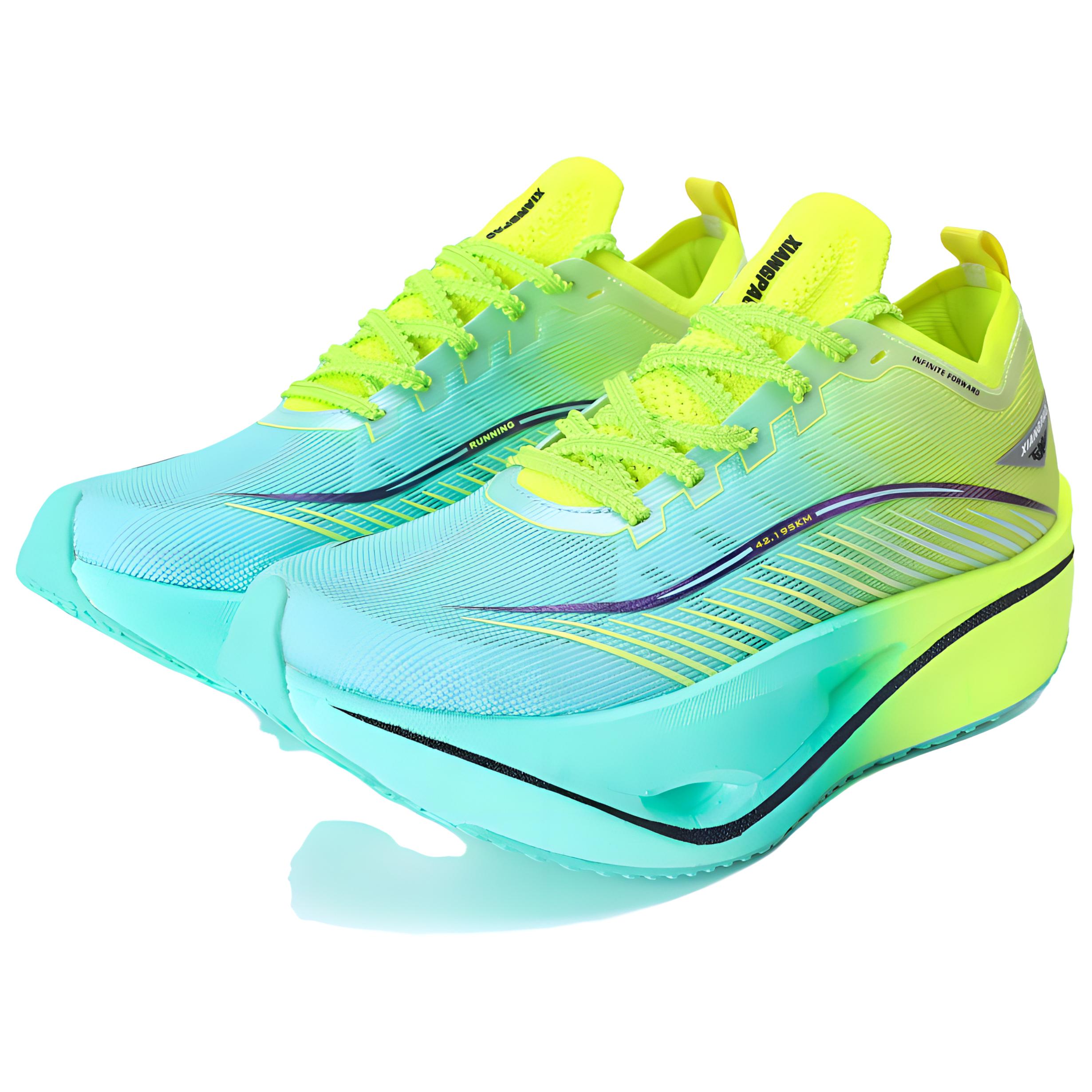 XIANGPAO Fabric Low top Genuine Carbon Plate Running Shoes Unisex Blue Green