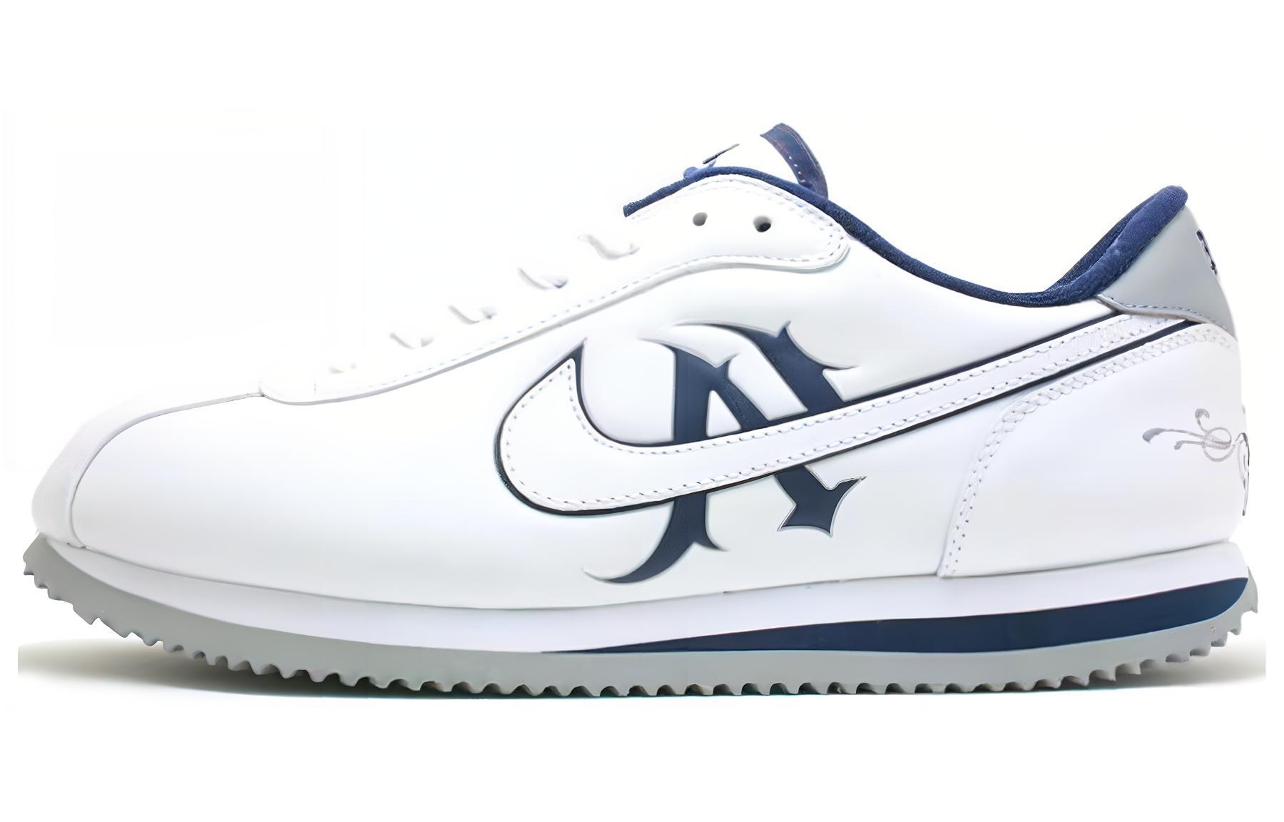 Mr. Cartoon x Nike Cortez Series Basic shock-absorbing low-top running shoes for men, white and blue