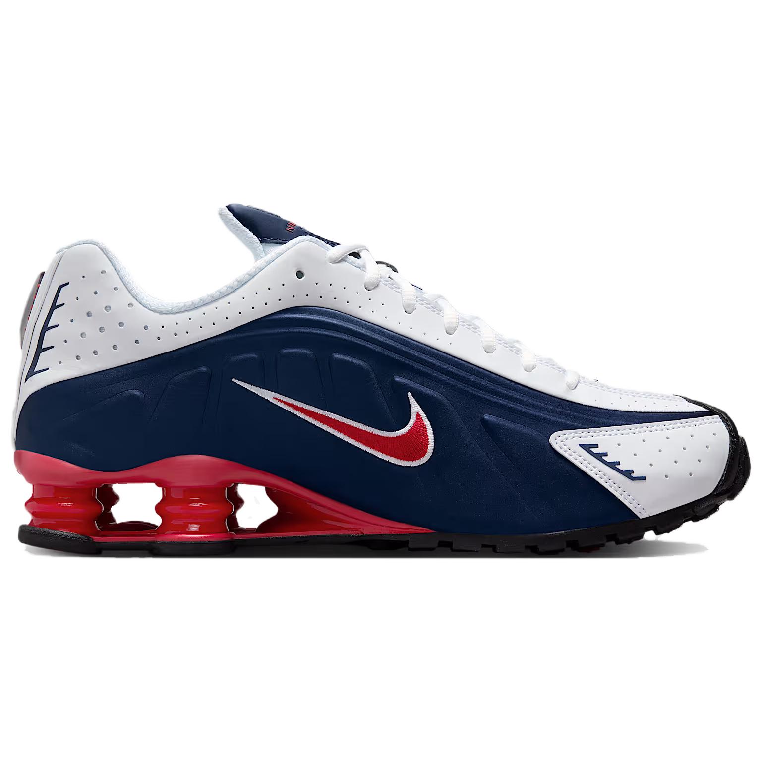 Nike Shox R4 Slip Resistant Abrasion Resistant Low top Casual Running Shoes Unisex Blue White