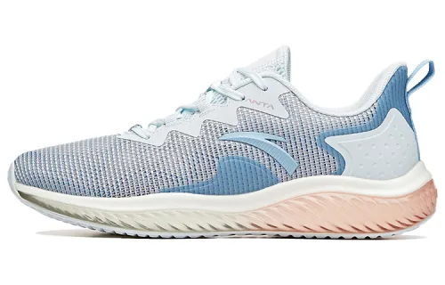 Anta Comfortable Cushioning Slip Resistant Abrasion Resistant Breathable Low top Running Shoes Men's Gray Blue White