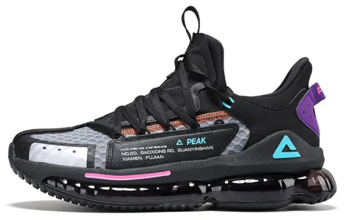 PEAK Air Cushion Abrasion Resistant Slip Resistant Low top Running Shoes, Men's Black Blue