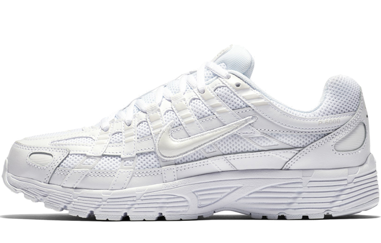 Nike P-6000 Comfortable retro non-slip breathable sweat-absorbent low-top casual urban commuting running shoes for women pure white