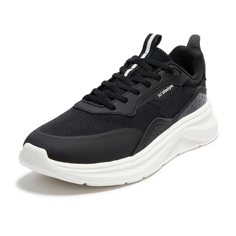 361° Lightweight Comfort 6.0 Slip Resistant Abrasion Resistant Low top Running Shoes Men’s Black White