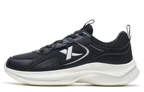 Xtep Light Feather Series Leisure Sports Fabric Anti-Slip Wear-Resistant Low-top Sprint Running Shoes Men's Black and White