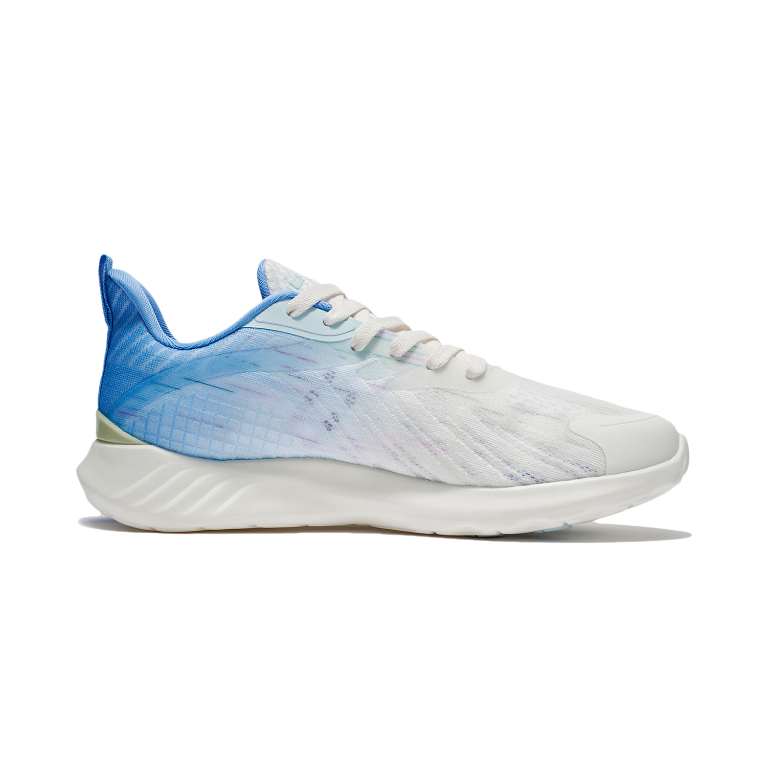Li Ning Cushioning Slip Resistant Breathable Lightweight Low top Sprint Running Shoes Men’s White Blue