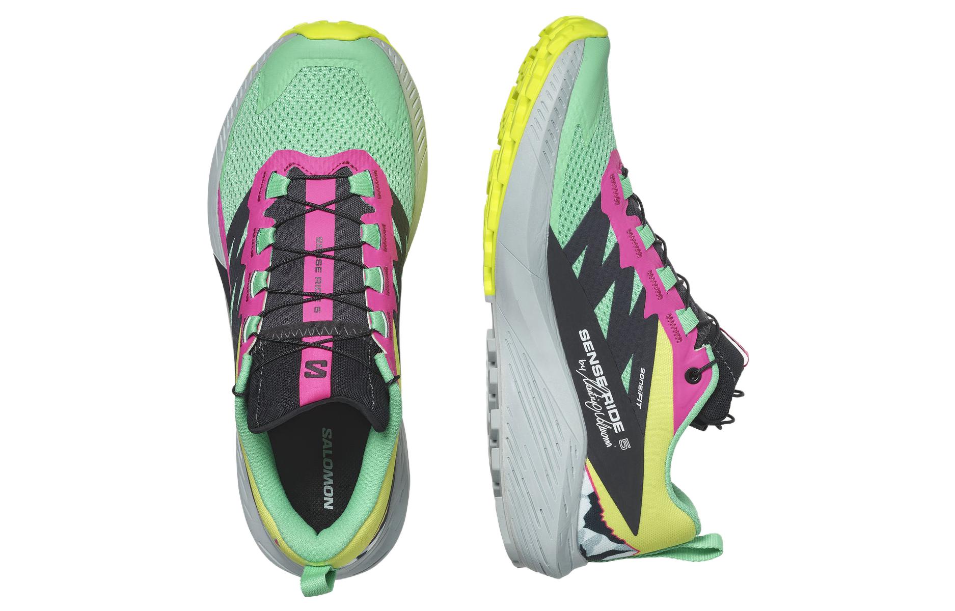 SALOMON Sense Ride 5 Sports Non Slip And Waterproof Low top Running Shoes Unisex Green Pink