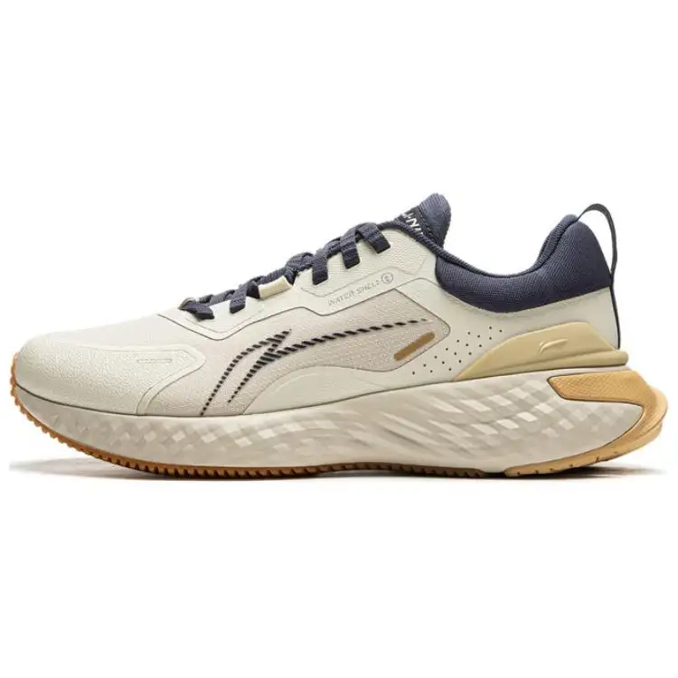 Li Ning Cloud Shield Comfortable And Trendy Slip Resistant Abrasion Resistant Low top Running Shoes Men's Beige Blue