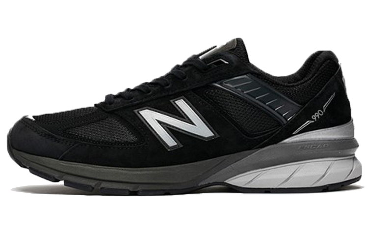 New Balance NB 990 V5 Retro Comfortable Simple Suede Fur Low Top Casual Running Shoes Women's Black Gray White D Wide