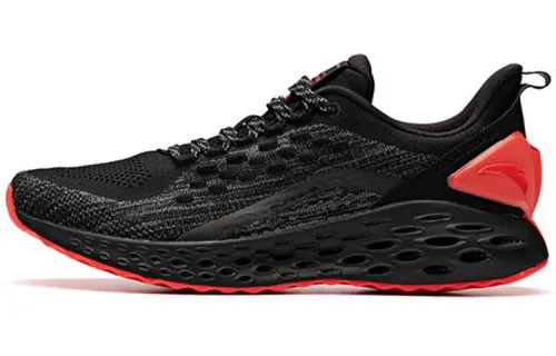 Anta Flashfoam Cushioning Abrasion Resistant Coverage Low top Running Shoes Men's Black Red