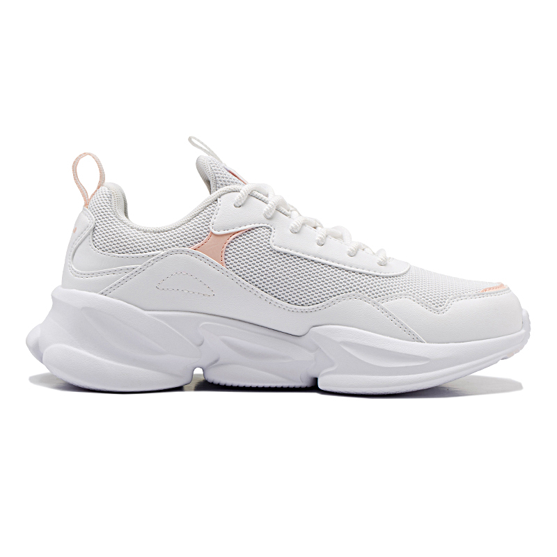 QIAODAN Slip Resistant, Abrasion Resistant, Breathable Low top Running Shoes Women’s Jordan White Enamel Pink