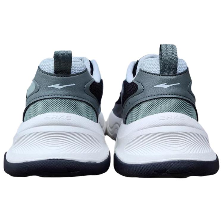 Erke Breathable Lightweight Breathable And Lightweight Low top Casual Running Shoes Men’s Jet Black Gray Stone Green