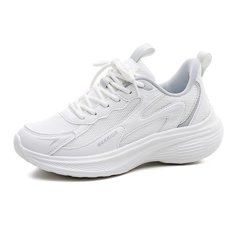 Warrior Cushioning Low top Casual Sprint Running Shoes Unisex White Gray