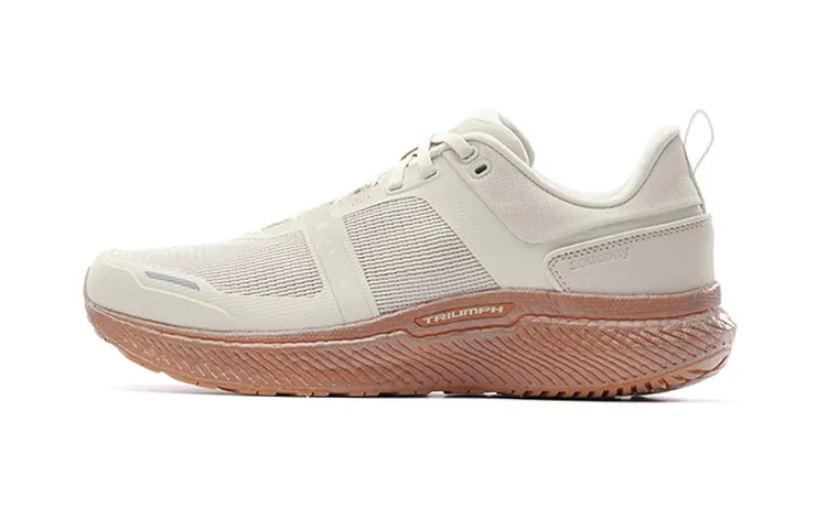 Saucony Triumph Cushioning Slip Resistant Abrasion Resistant Lightweight Low top Running Shoes Unisex White Umber