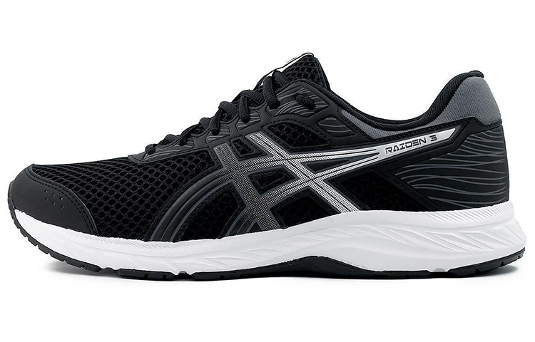 Asics Raiden 3 Lace Up Fabric Abrasion Resistant Low top Running Shoes Men's Black
