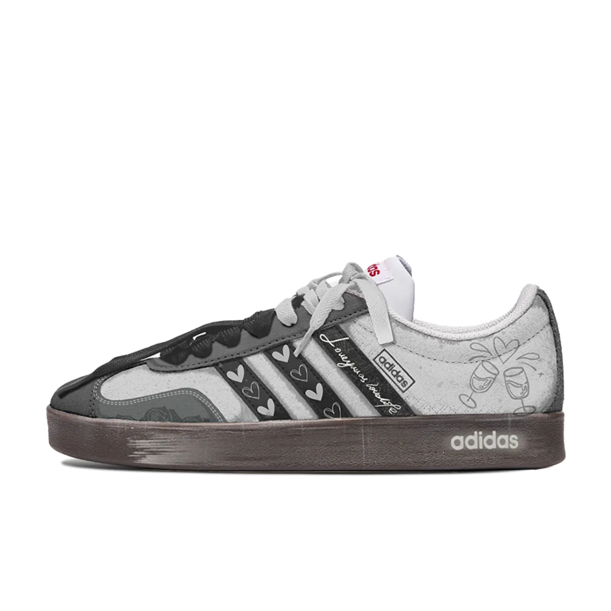 Adidas VL COURT 2.0 Deep Affection Cushioning Low top Skateboard Shoes Unisex Gray Brown