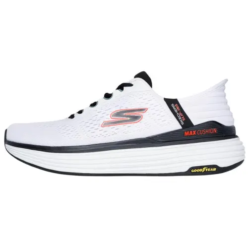 Skechers Max Cushioning Breathable And Wear resistant Low top Running Shoes Men's White Black
