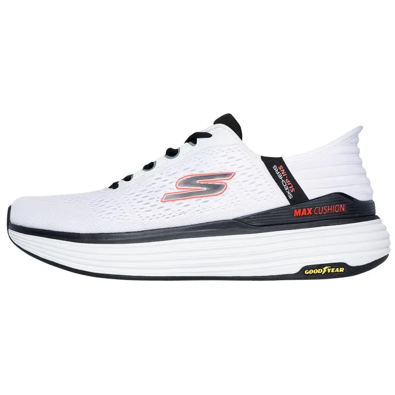 Skechers Max Cushioning Breathable And Wear resistant Low top Running Shoes Men's White Black
