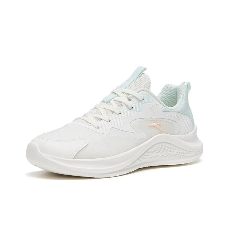 Anta Textile, Synthetic Leather Low top Casual Sprint Running Shoes Women's White Green
