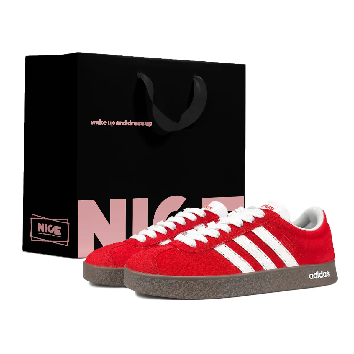 Adidas VL COURT 2.0 Abrasion Resistant Abrasion Resistant Low top Skateboard Shoes Unisex Red