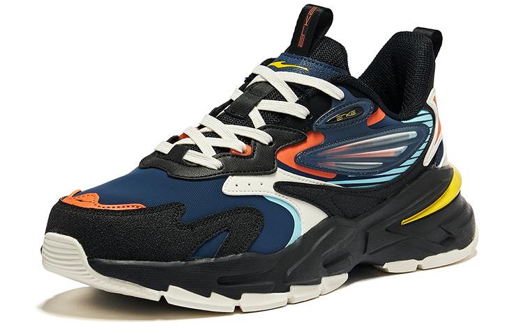 Erke Cushioning, Wear Resistant Low top Running Shoes Men’s Jet Black Navy Blue