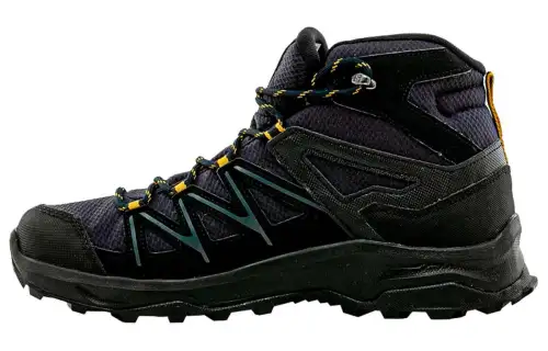 SALOMON Cushioning Slip Resistant Abrasion Resistant High top Outdoor Shoes Men's Black Yellow