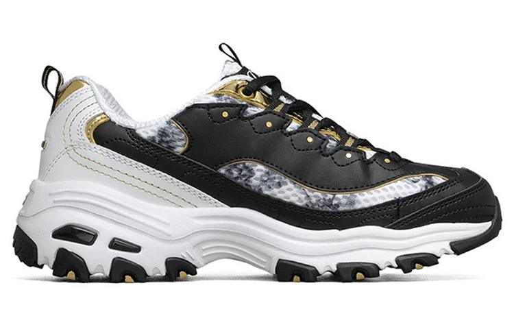 Женские кроссовки Skechers D'Lites (черно-золотые) — фото 2