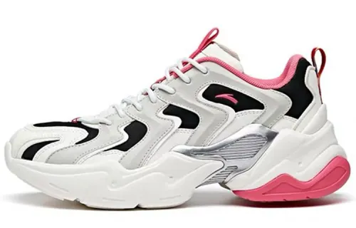 Anta Slip Resistant Abrasion Resistant Low top Chunky Sneakers Women's Gray Black Pink