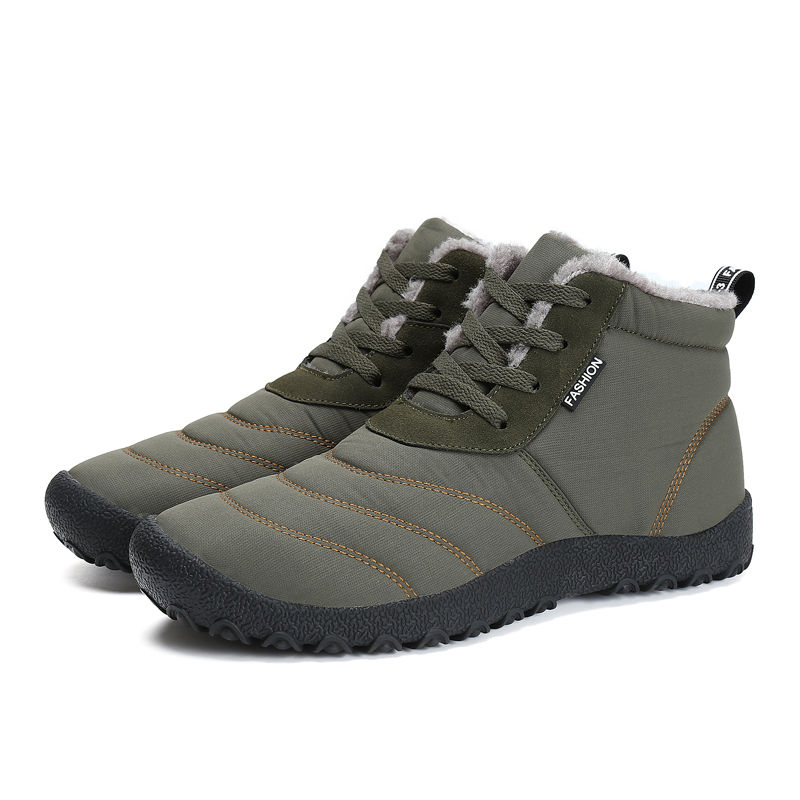 Leyang Comfortable Fleece Lined Mid top Outdoor Shoes Unisex Khaki