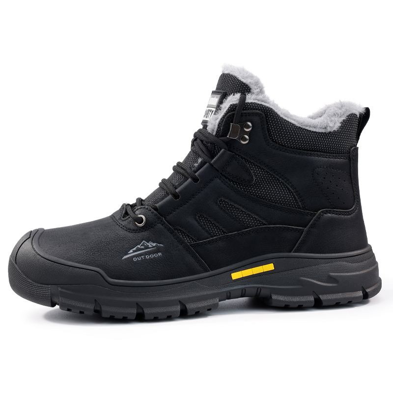 LANOUDUN Fleece Lined, Fashion Comfortable Waterproof And Impact Resistant High top Outdoor Shoes Unisex Black