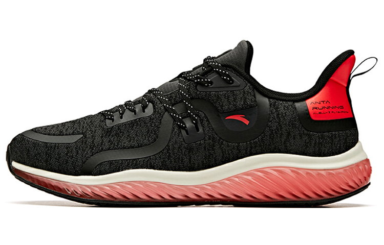 Anta Cushioning Slip Resistant Abrasion Resistant Breathable Low top Running Shoes Men’s Black Red