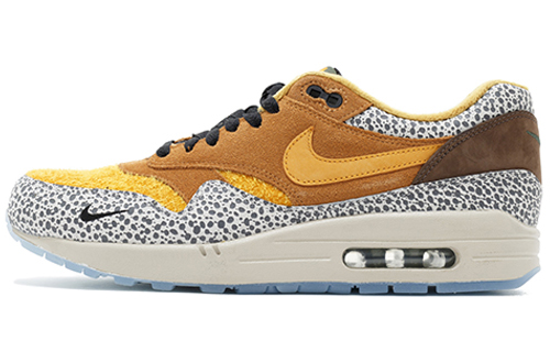Atmos x Nike Air Max 1 Safari Grouper Lightweight Low-top Running Shoes Unisex Gray Yellow 2016