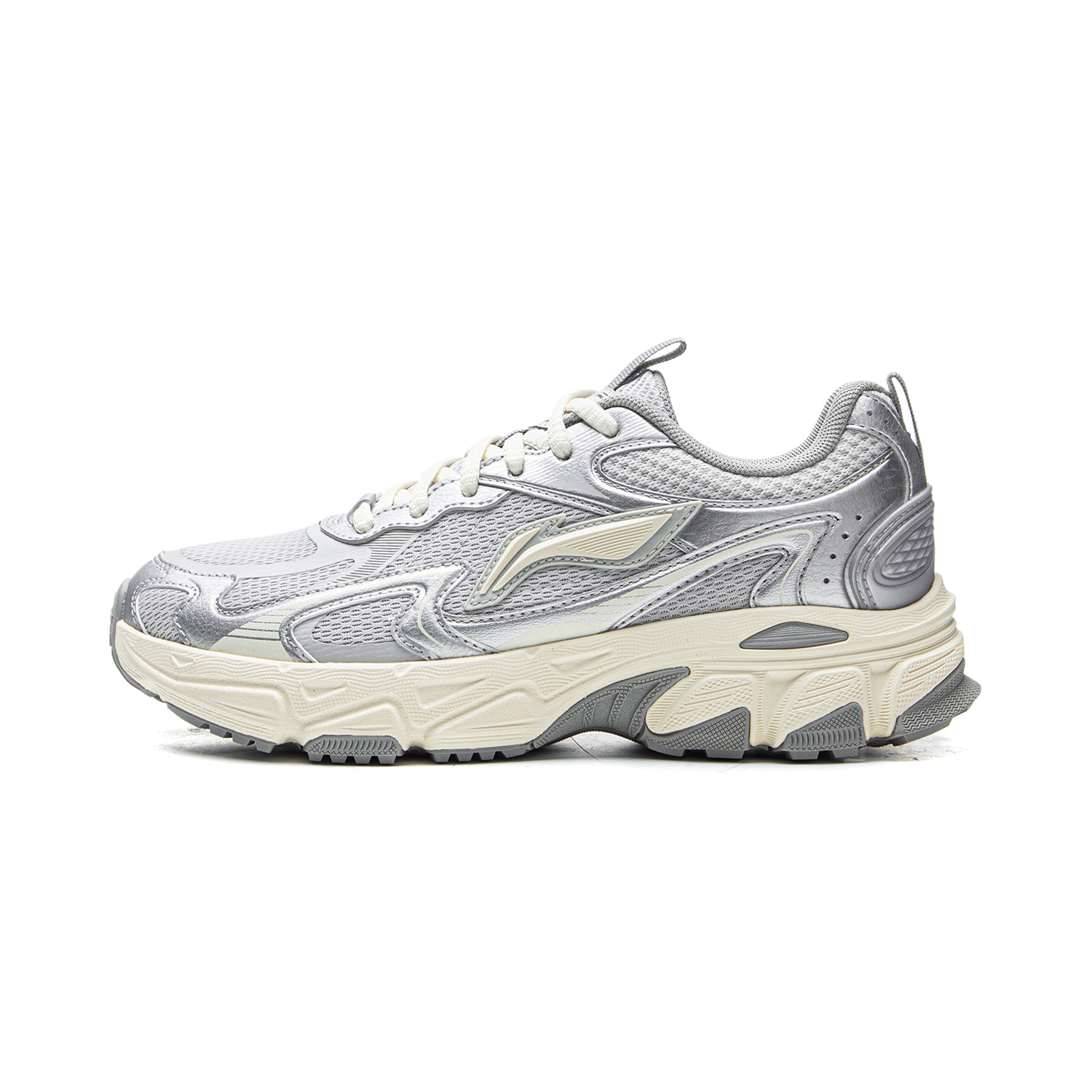 Li Ning Carefree V2 Cushioning Slip Resistant Abrasion Resistant Rebound Low top Running Shoes Women’s Gray Silver