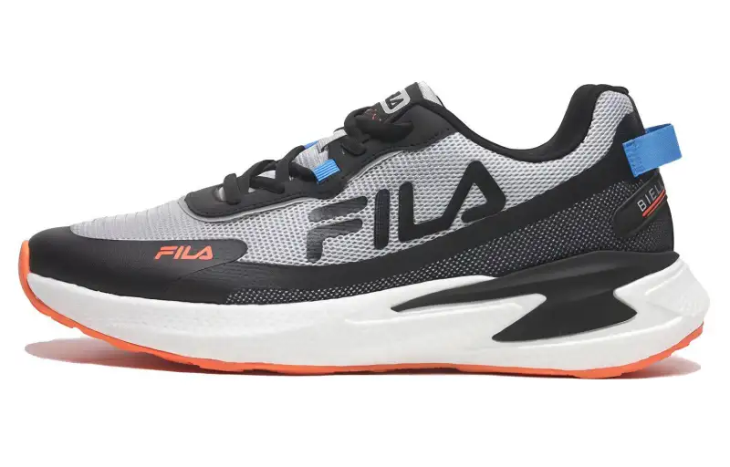FILA Shuttle Athletic Shoes Cushioning, Wear Resistant Low top Running Shoes Men's Black And White Orange