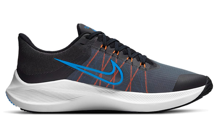 Мужские кроссовки Nike Zoom Winflo 8 (черно-серо-синие) — Чёрный / серый / синий — фото 2