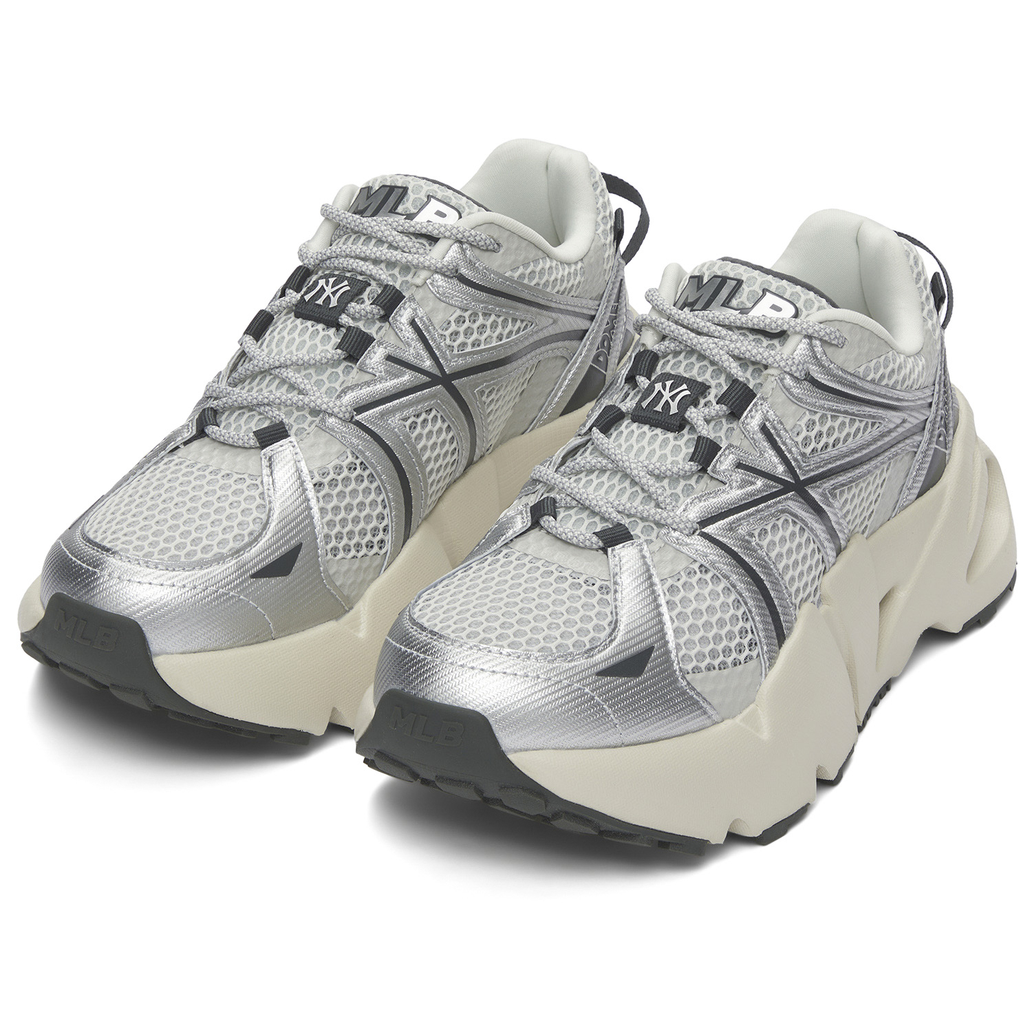 MLB New York Yankees Breathable Lightweight Height Increasing Low top Casual Running Shoes Unisex Silver
