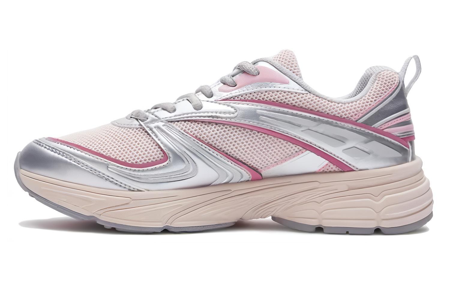 FILA Interrun Synthetic Leather Low top Running Shoes Unisex Silver Pink Korean Style