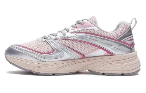 FILA Interrun Synthetic Leather Low top Running Shoes Unisex Silver Pink Korean Style