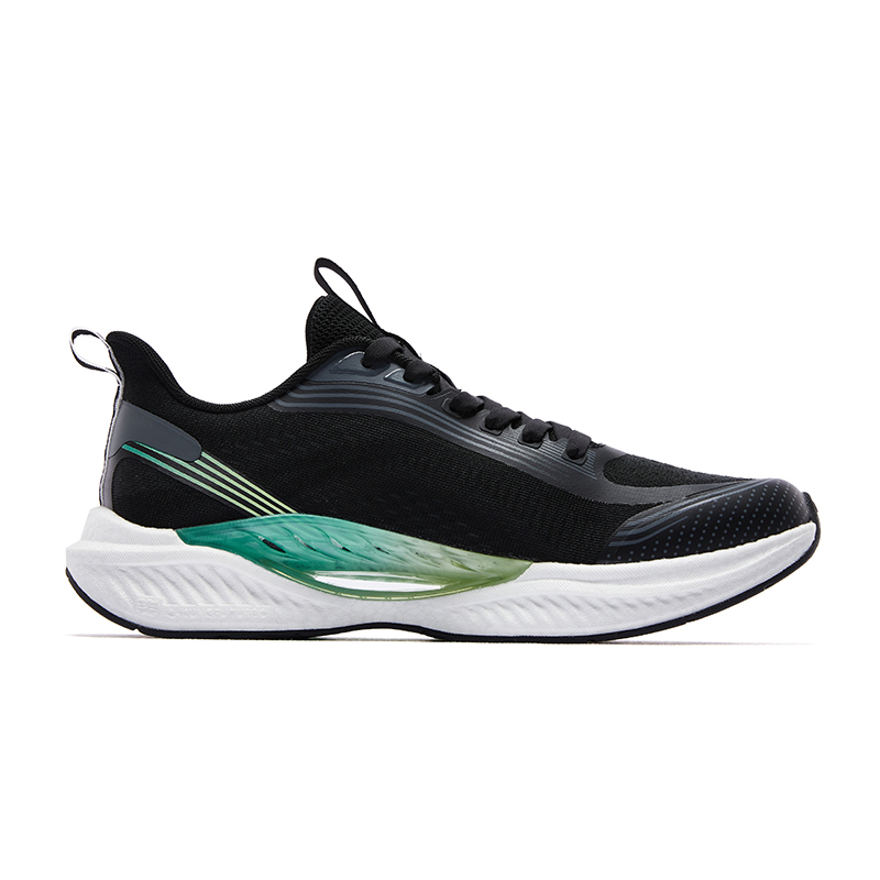 QIAODAN Breathable Cushioning Impact Resistant Low top Casual Running Shoes Men’s Black Green