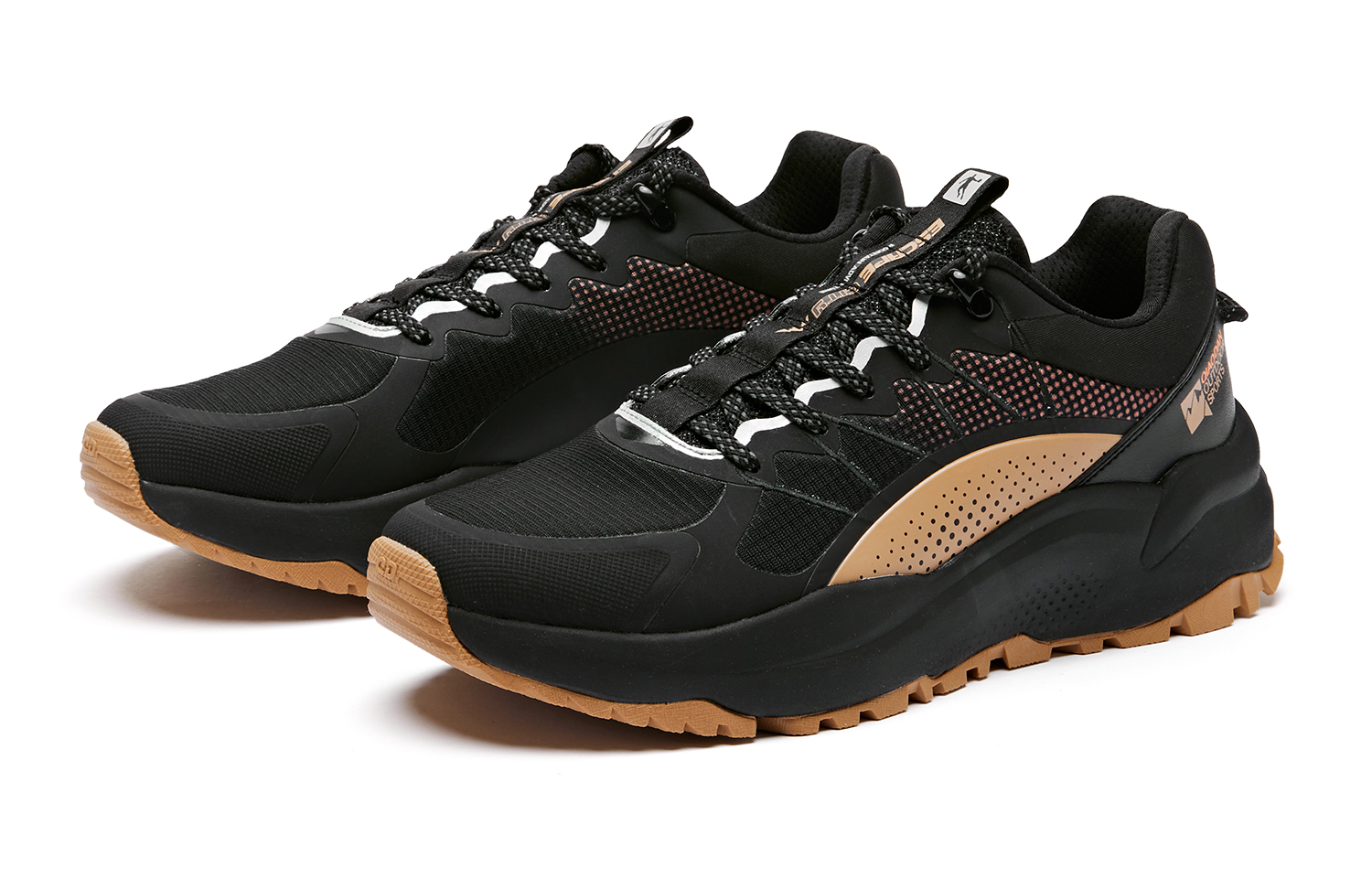QIAODAN Slip Resistant Abrasion Resistant Low top Casual Running Shoes Men’s Black Brown